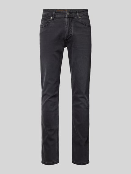 Christian Berg Men Jeansy o kroju regular fit z detalem marki Średnioszary 2