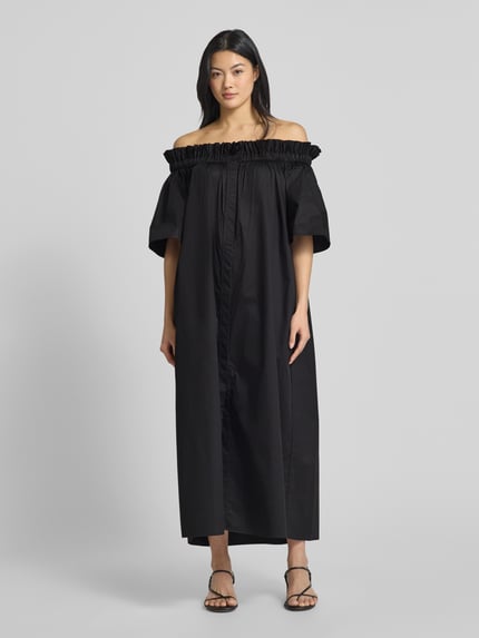 Cph Muse Sukienka midi z listwą guzikową model ‘SHIRLEY-DRESS’ Czarny 4