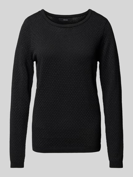 VERO MODA Regular Fit Strickpullover mit Effektgarn Modell 'CARE SHINE' Black 2
