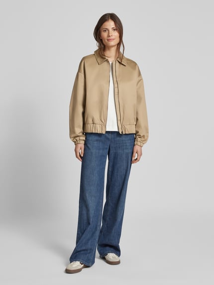 Jake*s Casual Bomberjack met strookzakken Beige - 1