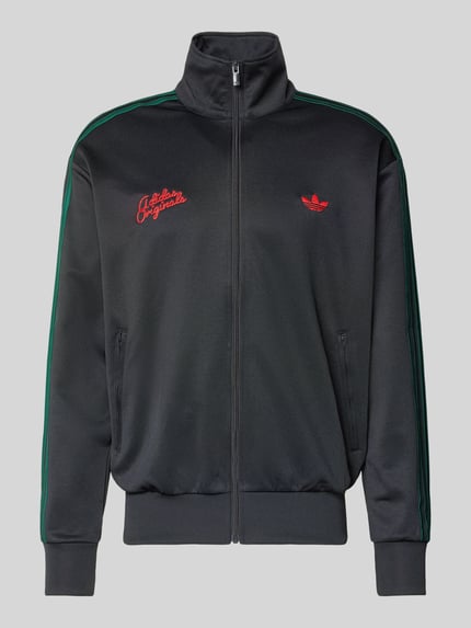 Sweatjacke mit Logo-Stitching und Stehkragen Shop The Look MANNEQUINE