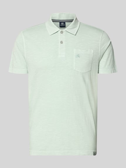 Produktfoto, Regular Fit Poloshirt mit Brusttasche von Lerros aus Reine Baumwolle in Hellgrün, Polokragen, kurze Knopfleiste, Logo-Stitching
