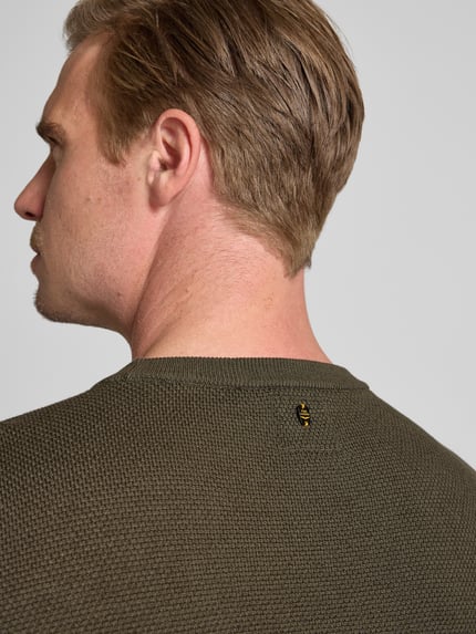 PME Legend Strickpullover mit Logo-Stitching Modell 'Ricecorn' Oliv 3