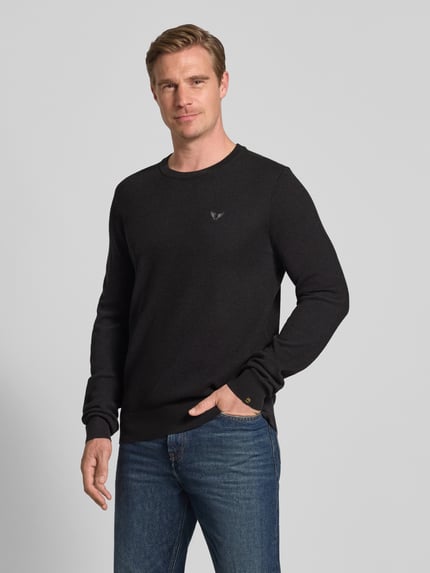 PME Legend Strickpullover mit Logo-Stitching Modell 'Ricecorn' Black 4