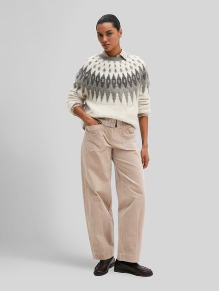 Marc O'Polo Pullover aus Wolle Alpaka mit Jacquard-Strick Beige 1