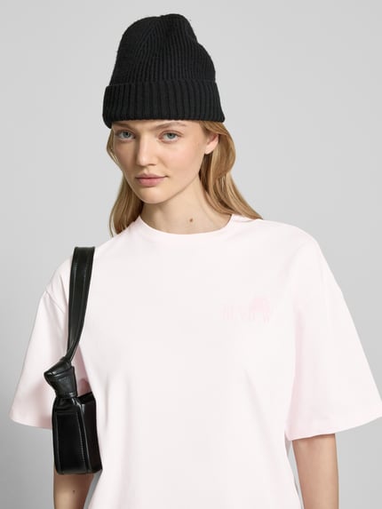 REVIEW T-shirt o kroju oversized z nadrukiem z logo Różowawy 3
