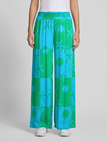 Milano Italy Straight leg stoffen broek met elastische band Bleu - 4