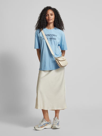 Scotch & Soda T-shirt z nadrukiem z napisem i logo Szaroniebieski 1