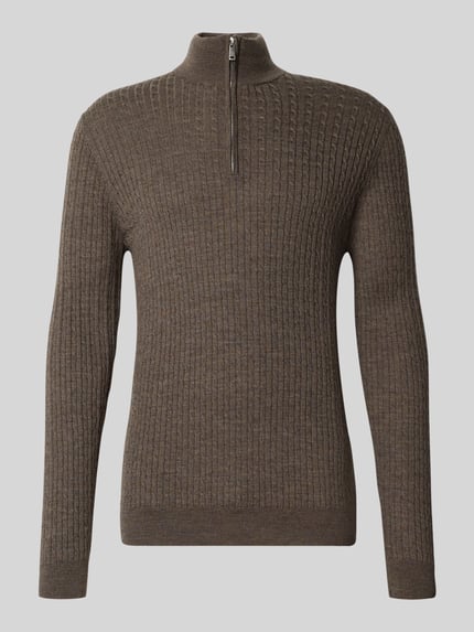 Matinique Strickpullover mit Troyer-Kragen Modell 'mason' Dunkelbraun 2