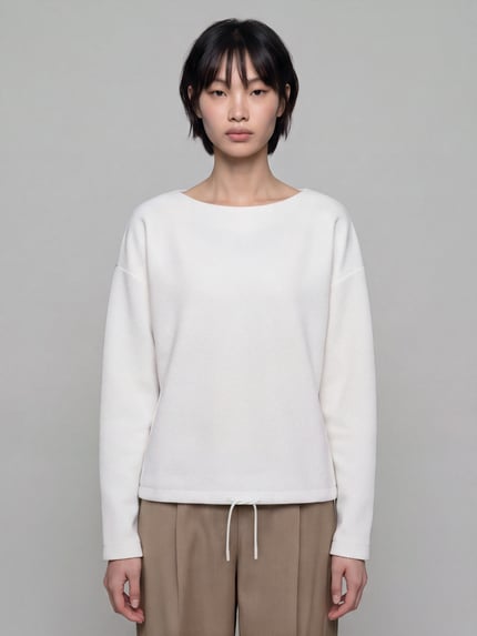 Jake*s Casual Langarmshirt mit Tunnelzugabschluss Offwhite 4