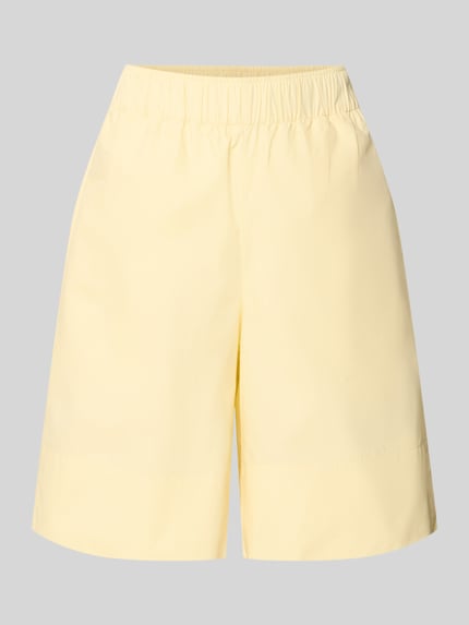 Produktfoto, Straight Fit Shorts mit elastischem Bund von Rich & Royal aus reiner Baumwolle in hellem Gelb, knielang, glatte Textur