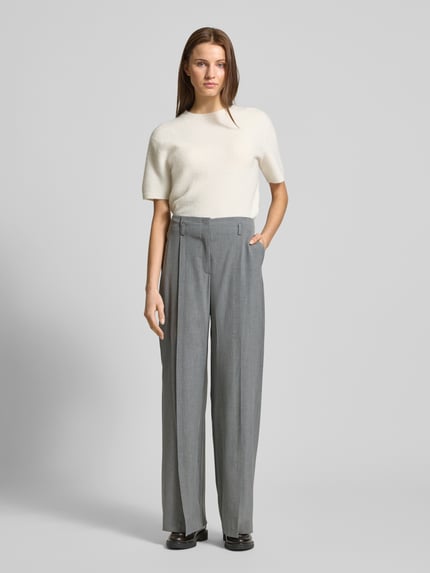 SEDUCTIVE Wide leg bandplooibroek met riemlussen, model 'DEVI' Middengrijs gemêleerd - 1