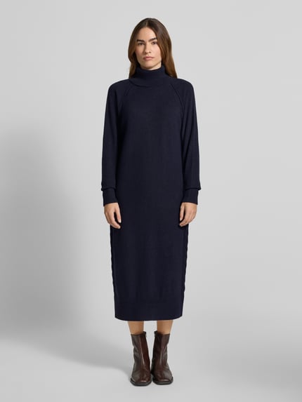 ICHI Midikleid mit gerippten Abschlüssen Modell 'DASILA' Marine 4