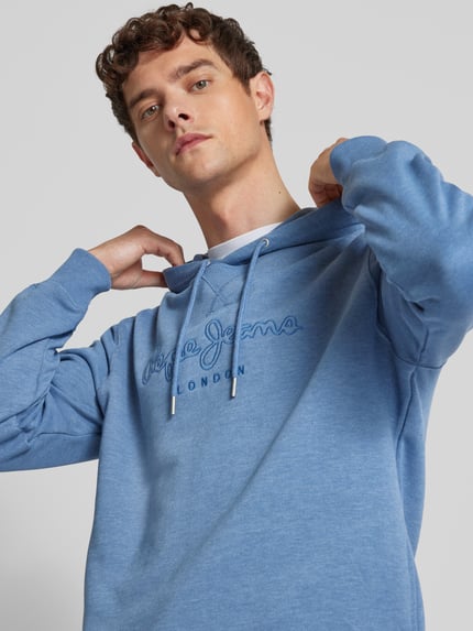 Pepe Jeans Hoodie met labelstitching, model 'New Nouvel' Marineblauw - 3
