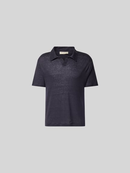 Produktfoto, Regular Fit Poloshirt aus reinen Leinen von Officine Générale, krój regular fit, półprzezroczysty, granatowy, krótki rękaw