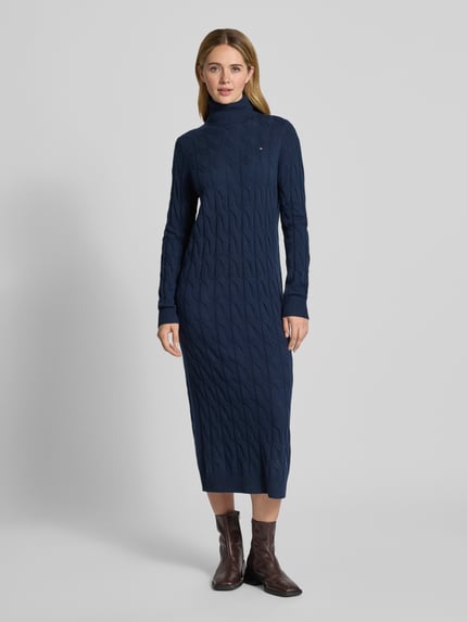 Tommy Hilfiger Sukienka o lejącym kroju z dzianiny z mieszanki wełny Granatowy 4