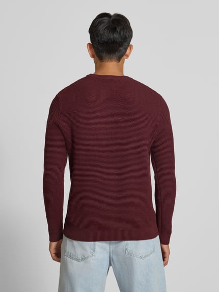 REVIEW Regular Fit Strickpullover aus reiner Baumwolle Bordeaux 5
