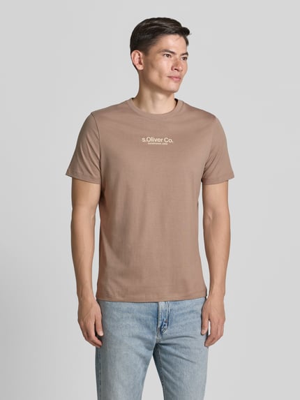 s.Oliver RED LABEL regular fit T-shirt van puur katoen Taupe - 4