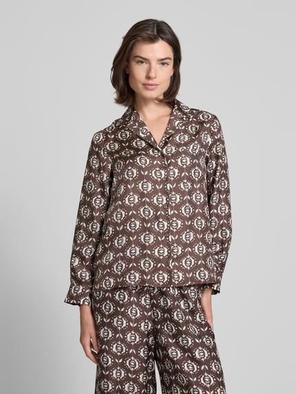 Weekend Max Mara Regular fit zijden blouse met reverskraag, model 'ONCIA' Donkerbruin - 4
