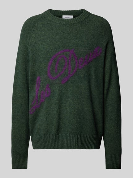 Les Deux Strickpullover mit Label-Print Modell 'Elliot' Khaki 2