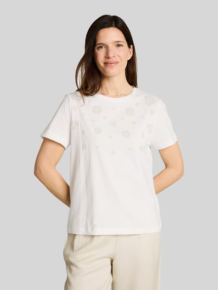 Tom Tailor t-shirt o kroju regular fit z czystej bawełny z nadrukiem z motywem Złamany biały 4