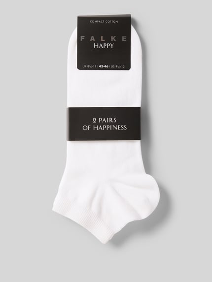 Produktfoto, Socken mit geripptem Abschluss im 2er-Pack von Falke aus weißem Baumwoll-Mix mit Stretch-Anteil, körpernaher Schnitt, schlichte Struktur