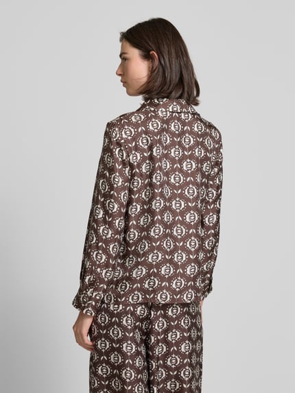 Weekend Max Mara Regular fit zijden blouse met reverskraag, model 'ONCIA' Donkerbruin - 5