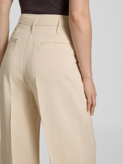 Christian Berg Woman Selection Wide Leg Bundfaltenhose aus Viskose-Leinen-Mix Sand 3