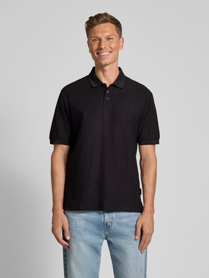 Armani Exchange Koszulka polo o kroju regular fit z listwą guzikową Czarny 4