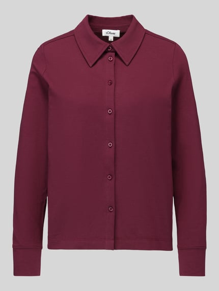 s.Oliver RED LABEL Regular fit blouse met lange mouwen van katoenmix Bordeaux - 2