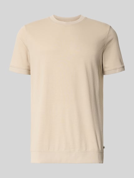 Produktfoto, jasnobeżowy męski t-shirt o kroju regular fit z mieszanki bawełny Regular Fit T-Shirt aus Baumwoll-Mix von s.Oliver RED LABEL, gładka faktura
