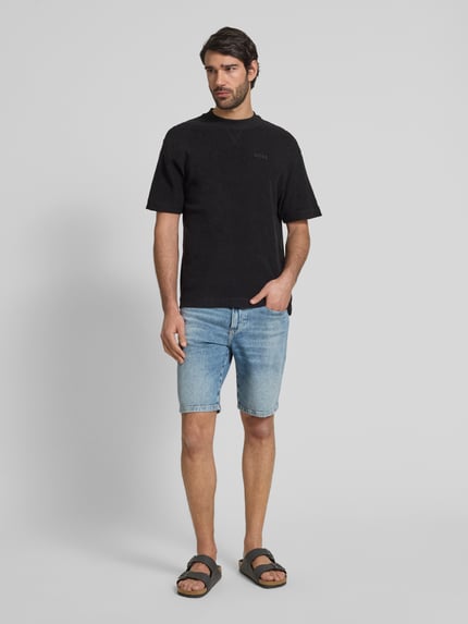 BOSS Orange Korte regular fit jeans in used-look, model 'Re.Maine' Lichtblauw - 1