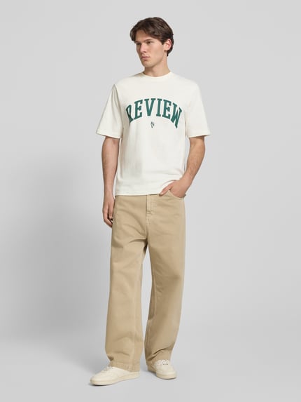 REVIEW T-Shirt mit Label-Print und Rundhalsausschnitt Offwhite 1