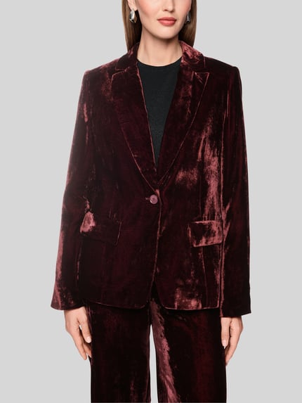 Marc Cain Regular Fit Longblazer mit Samtstruktur Bordeaux 4