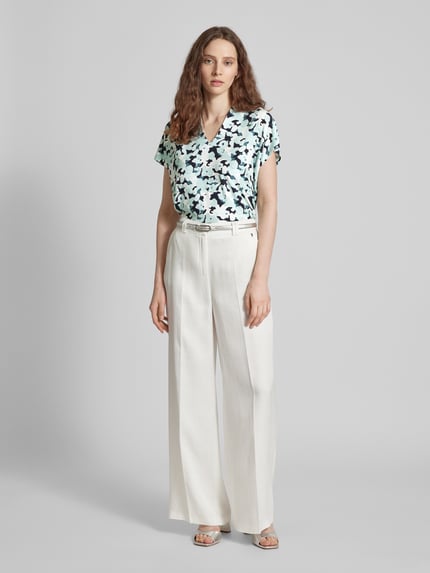 Tom Tailor T-Shirt mit Allover-Muster und V-Ausschnitt Marine 1