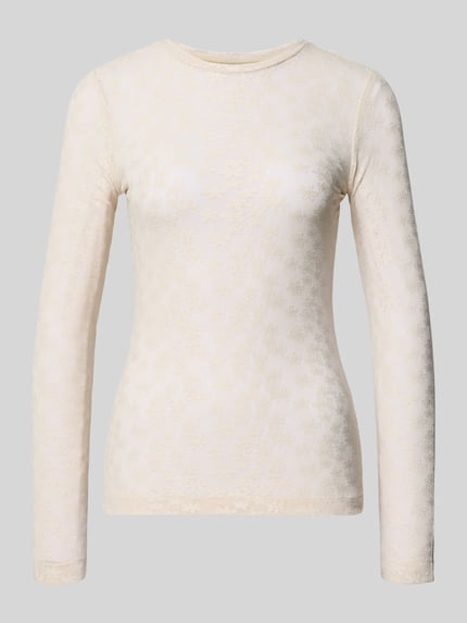 Jake*s Collection Longsleeve mit geripptem Rundhalsausschnitt Ecru 2