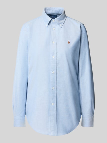 Polo Ralph Lauren Regular fit overhemdblouse met logostitching Lichtblauw gemêleerd - 2