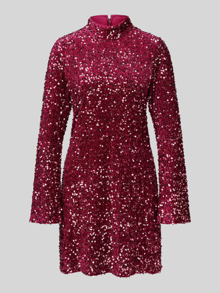 Jake*s Casual Paillettenkleid mit ausgestellten Ärmeln Violett 2