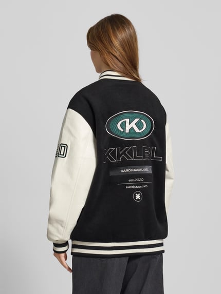 Karo Kauer Collegejack met label- en motiefstitchings Zwart - 5