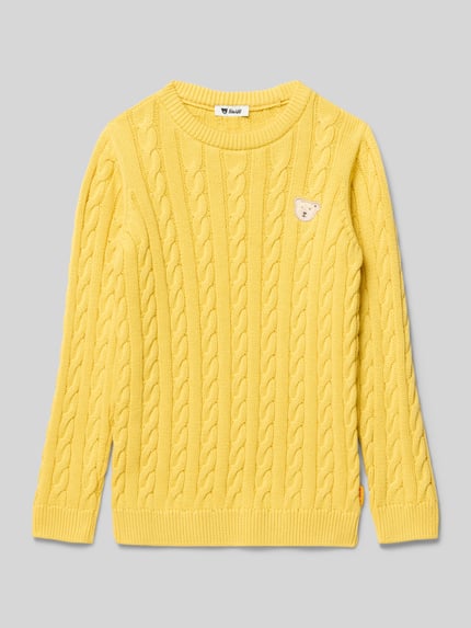 Steiff Gebreide pullover met ribboorden Mosterdgeel - 1