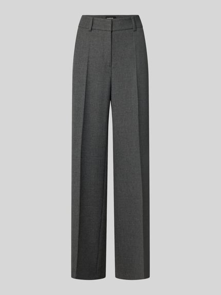 Produktfoto, graue weite Hose mit Bügelfalten, feine Struktur, Regular Fit Weite Hose mit Viskose-Woll-Anteil Modell 'AMELIE' von CAMBIO, Damen Weite Hose