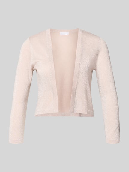 Produktfoto, Bolero mit 3/4-Ärmel von Jake*s Cocktail aus Viskose-Mix im Slim-Fit mit Gerippte-Abschlüsse, Rückenlänge bei Größe 36: 36 cm, beige Textur