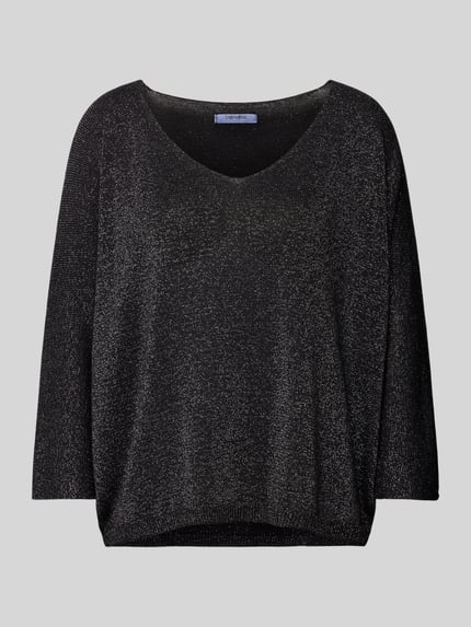 ZABAIONE Gebreide pullover met V-hals Zwart - 2