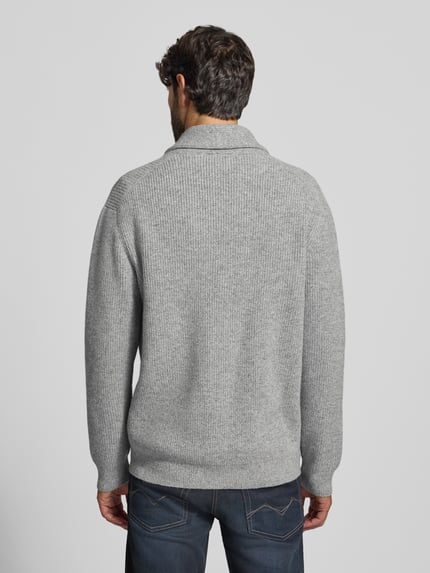Profuomo Cardigan aus Woll-Mix mit Schalkragen Hellgrau 5