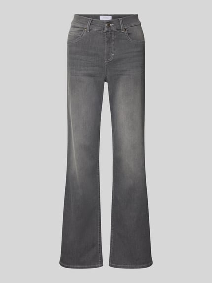 Produktfoto, Regular Fit Jeans im 5-Pocket-Design Modell 'LARA' von Angels, grauer Baumwoll-Mix, Gürtelschlaufen, Damen Jeans, Bundweite 40 cm, Innenbeinlänge 79 cm.