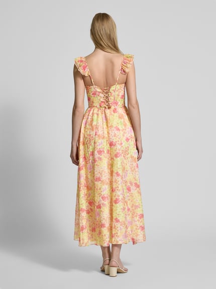 ADLYSH Cocktailkleid mit Volantärmel Hellgelb 5