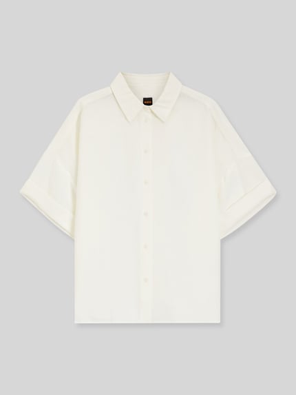 BOSS Orange regular fit blouse van mix van linnen en viscose model 'BISENAS' Offwhite - 2