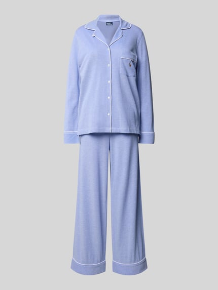 Polo Ralph Lauren Pyjama mit Logo-Stitchings Modell 'OXFORD Madison' Blau 1