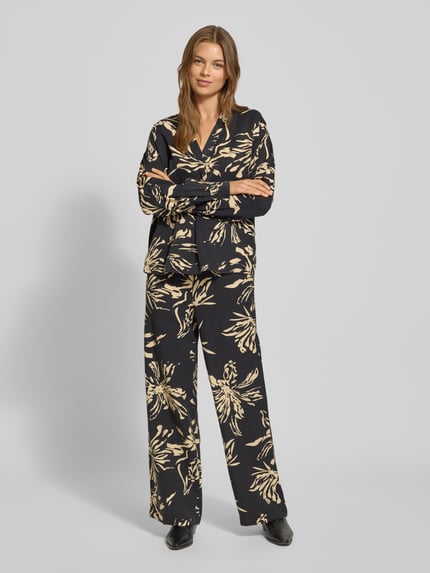 GUIDO MARIA KRETSCHMER WOMAN Relaxed fit stoffen broek van viscosemix, model 'Ayana' Zwart - 1