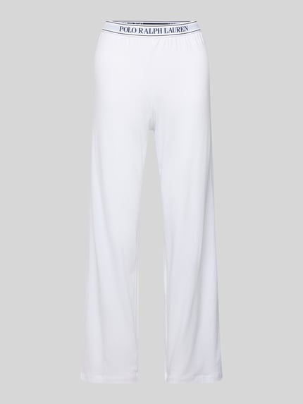 Polo Ralph Lauren Straight Leg Pyjama-Hose mit elastischem Label-Bund Offwhite 1